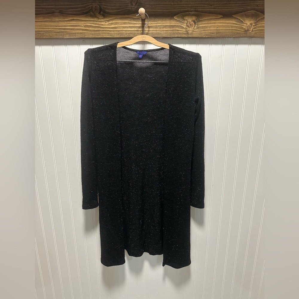 Aeropostale Open Front Cardigan Duster Sweater Sz XS Metallic High Side Slit
